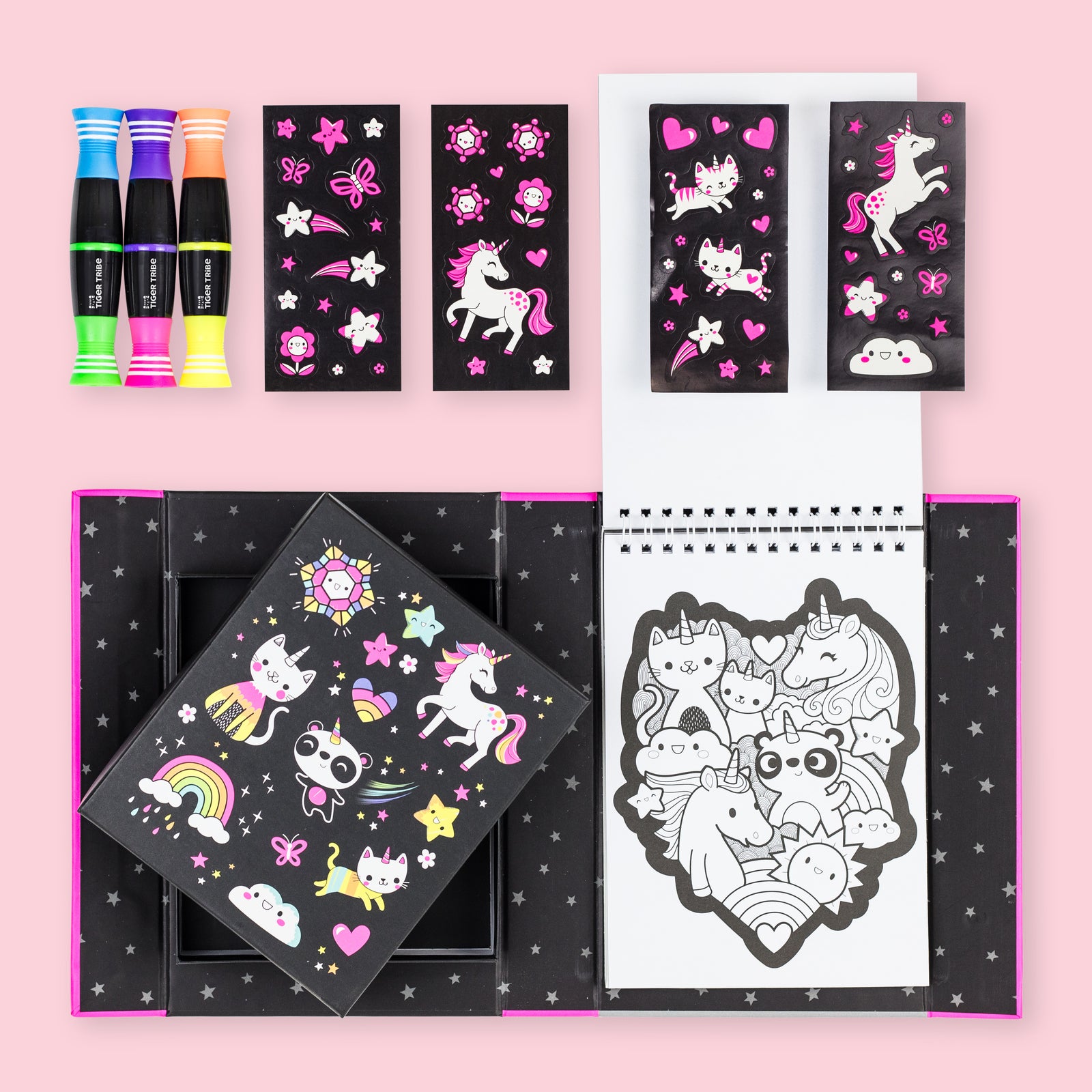 Unicorns & Friends NEON Colouring Set - Tiger Tribe