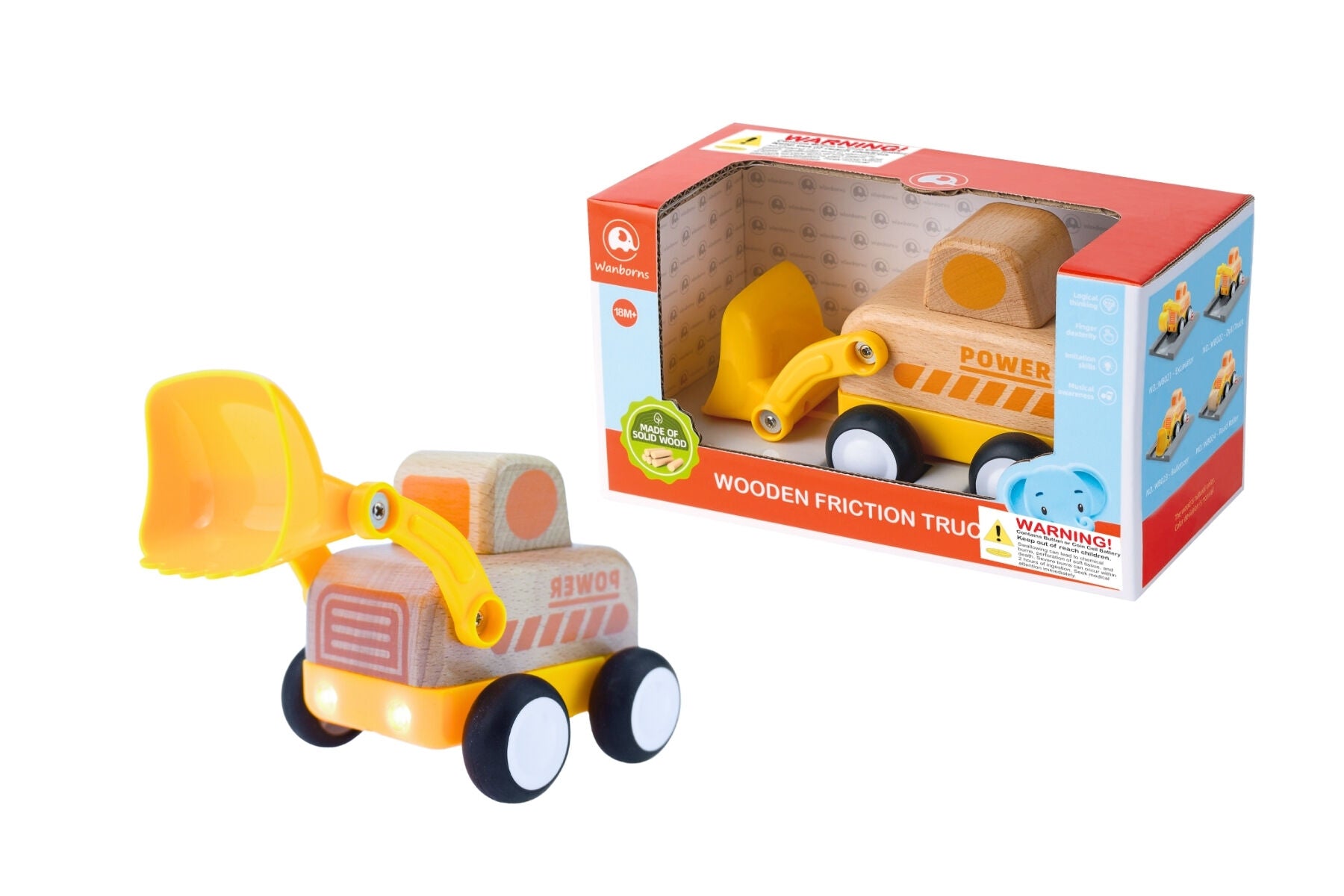 Wooden Friction Truck Bulldozer with Light & Sound