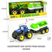 Farm Tractor & Trailer 33cm Friction with Lights & Sounds asstd - All Brands Toys