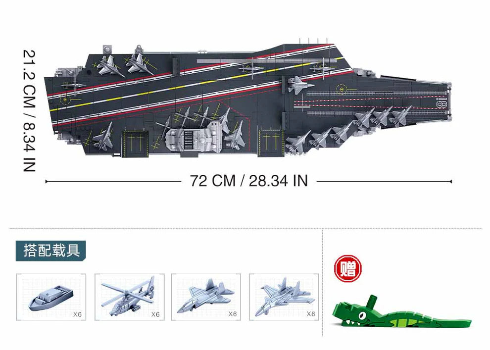 Model Bricks Aircraft Carrier Fujian 1/450 Scale 1312pcs Sluban - Belta Brands
