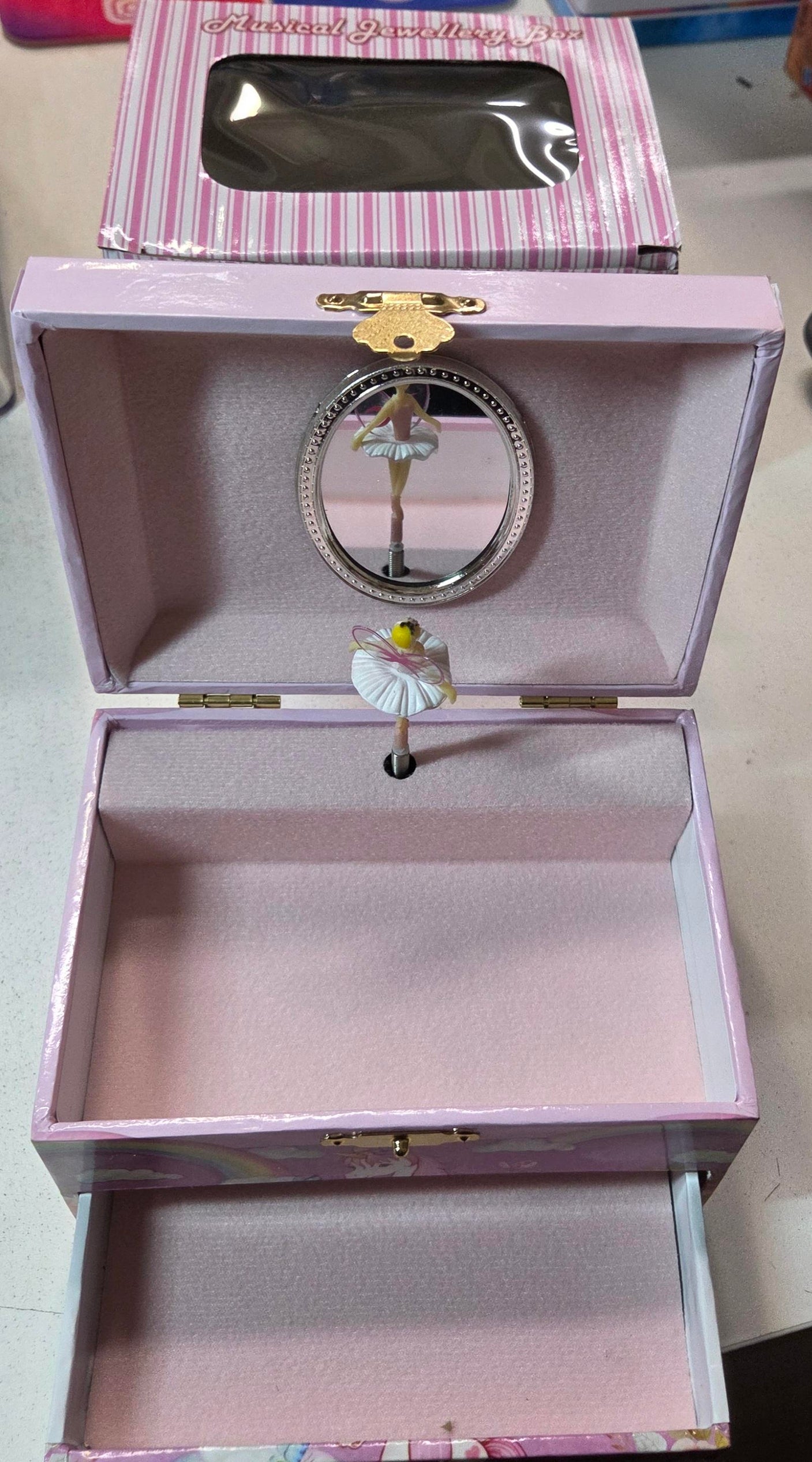 Music Jewel Box Dome ~ Paper Mirror Unicorn Rainbow - Belta