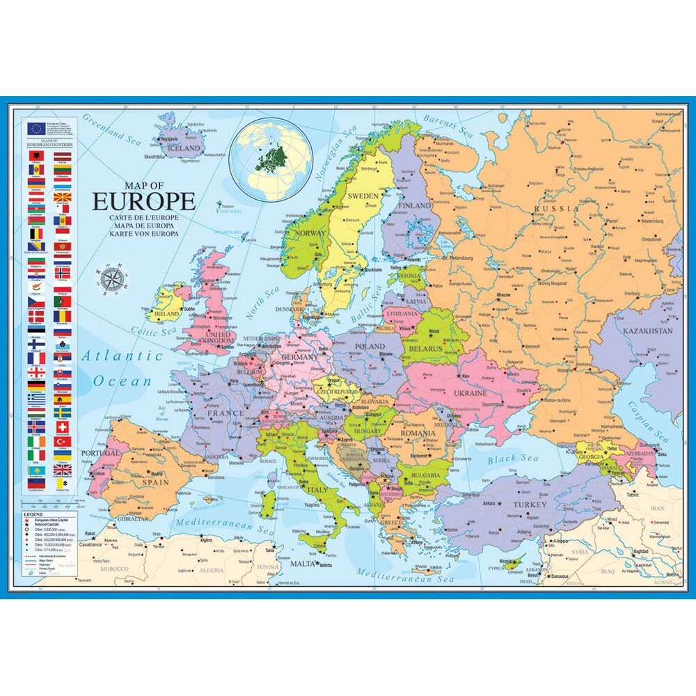 Map of Europe 1000pc Puzzle Eurographics - Lets Play Games