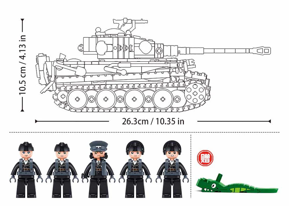 Model Bricks Tiger Tank scale 1:35 941pcs Sluban - Belta Brands