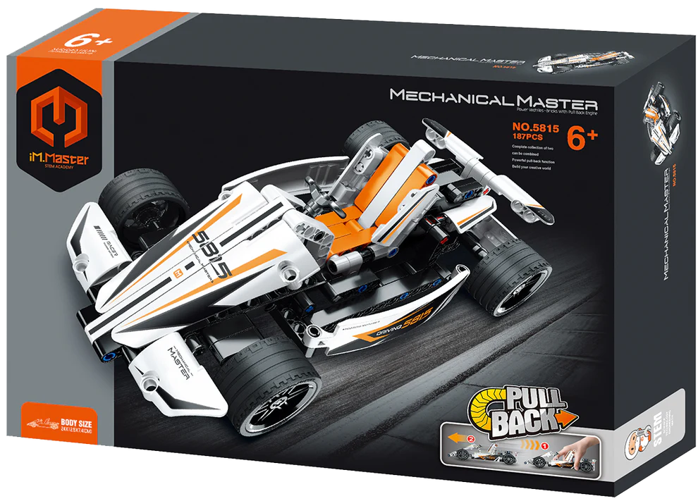 Pull Back Racing Car White 187pcs - iM.Master