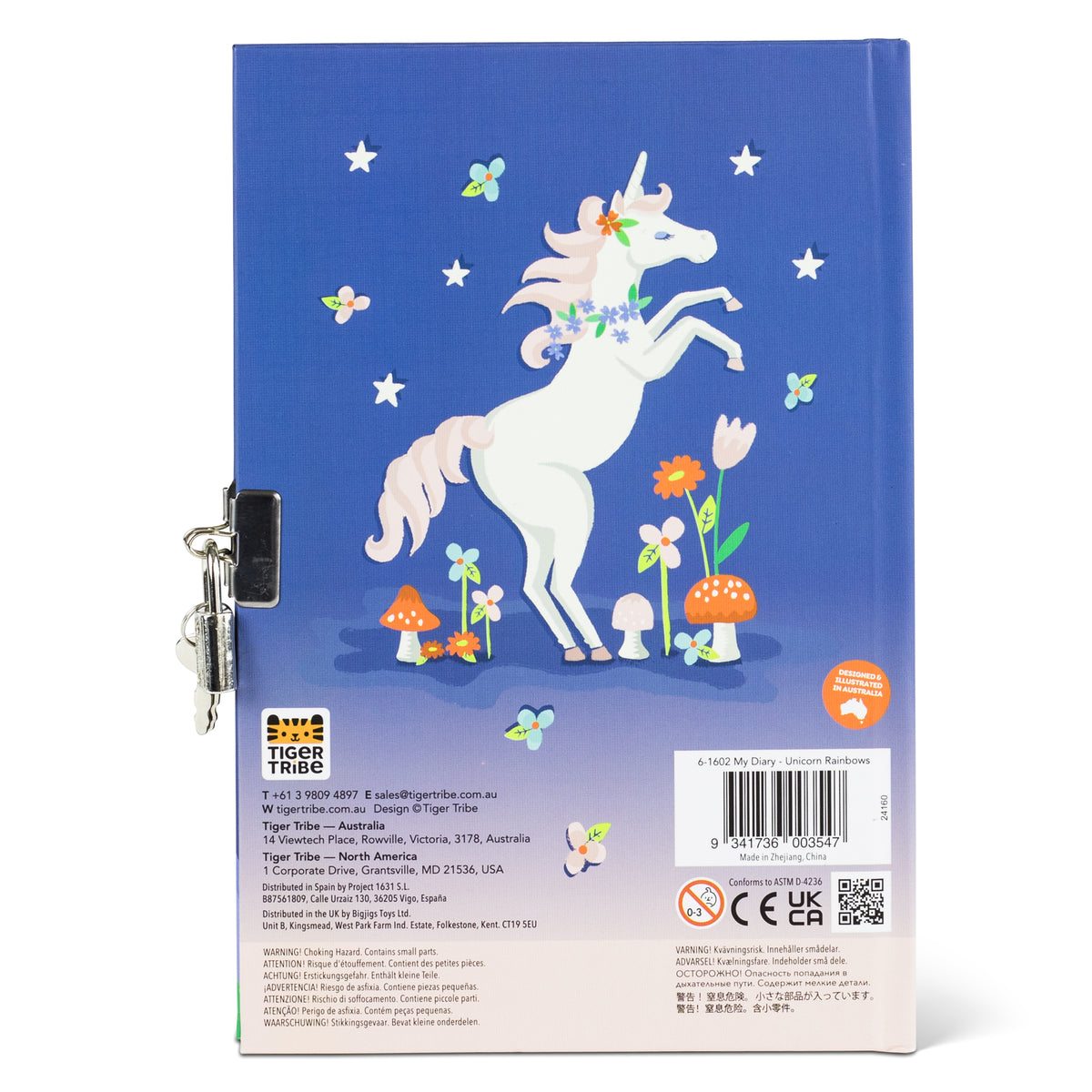 Lockable diary Unicorn Rainbows - Tiger Tribe