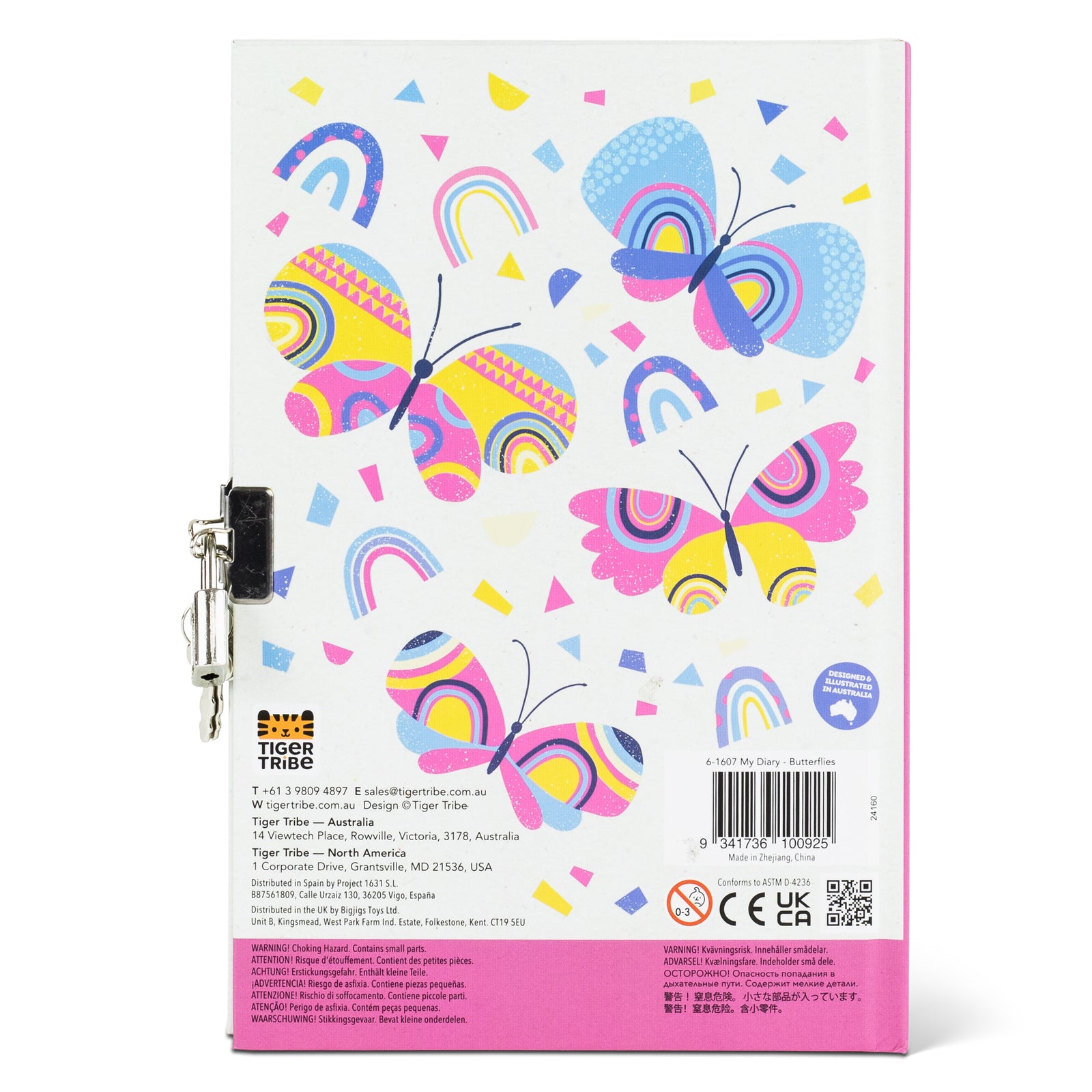 Lockable Diary Butterflies - Tiger Tribe