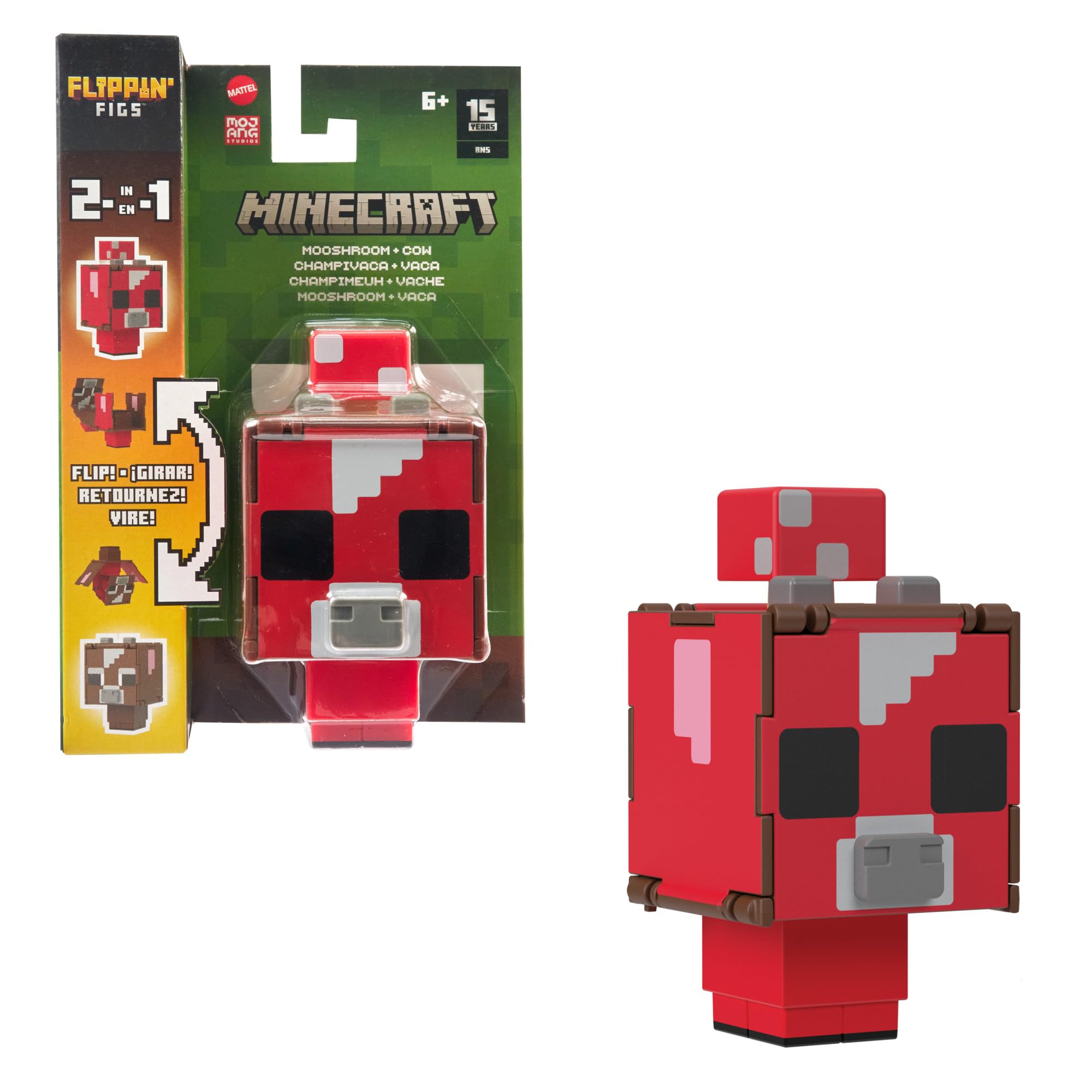Minecraft 'Flippin Figures' (Mooshroom + Cow) - Mattel