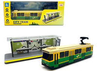 Iconic Melbourne Tram pull back Green/Gold w/ Tram Stop - Belta Brands