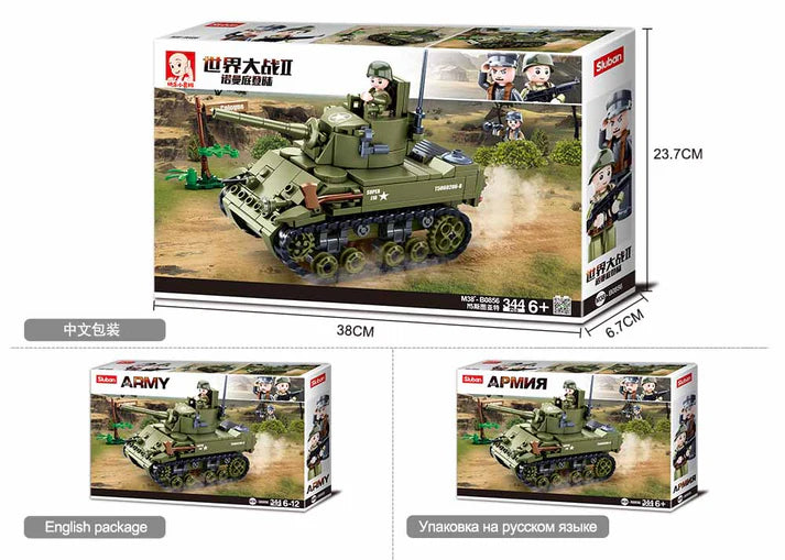 WW2 M5 Light Tank 344pcs - Sluban
