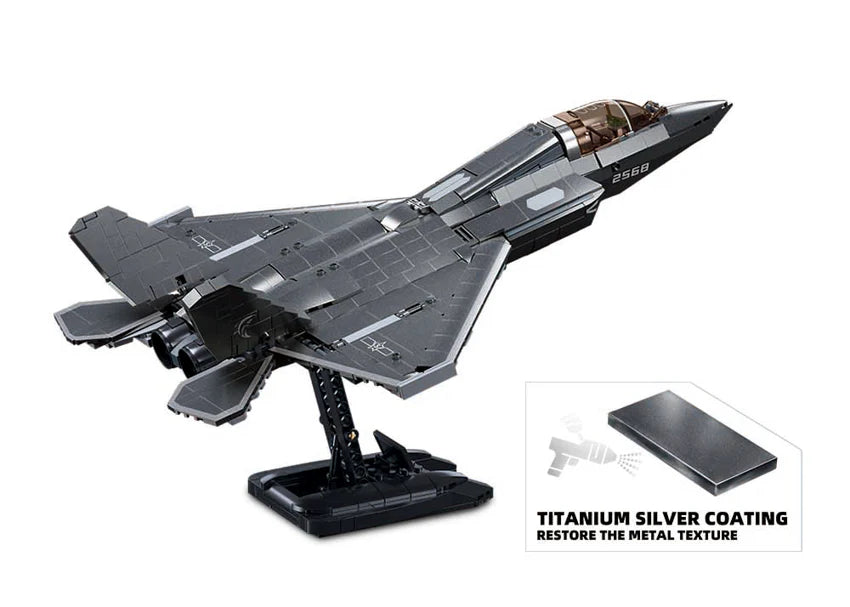 Model Bricks J35 Stealth Aircraft Metal Coating 1/44 Scale 838pcs
