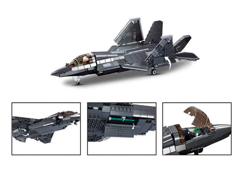 Model Bricks J35 Stealth Aircraft Metal Coating 1/44 Scale 838pcs Sluban - Belta Brands