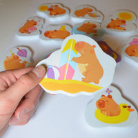Bath time Stickers Cute Capybaras Buddy & Barney - Mishmashed