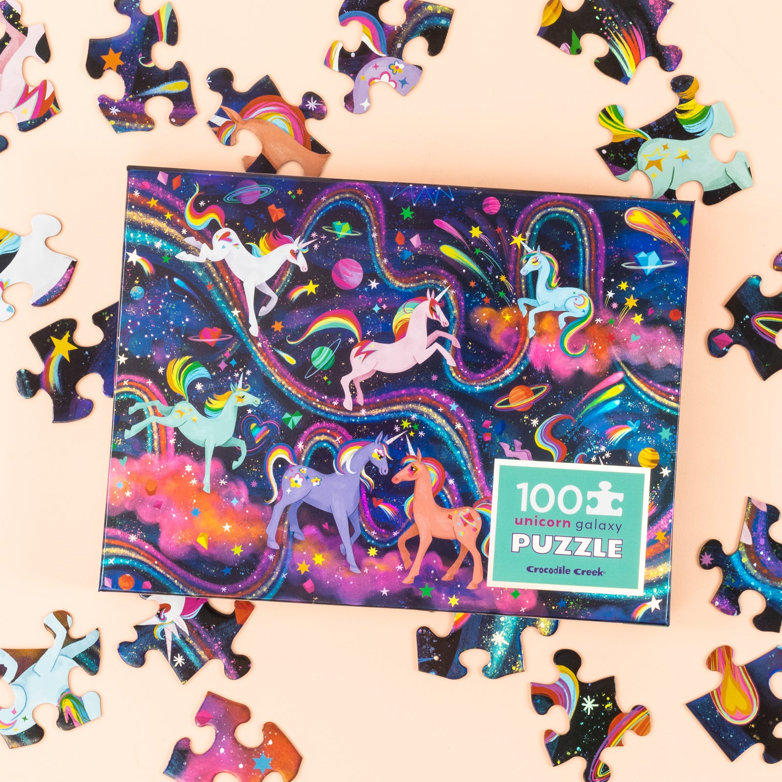 Holographic Puzzle 100pcs Unicorn Galaxy - Crocodile Creek