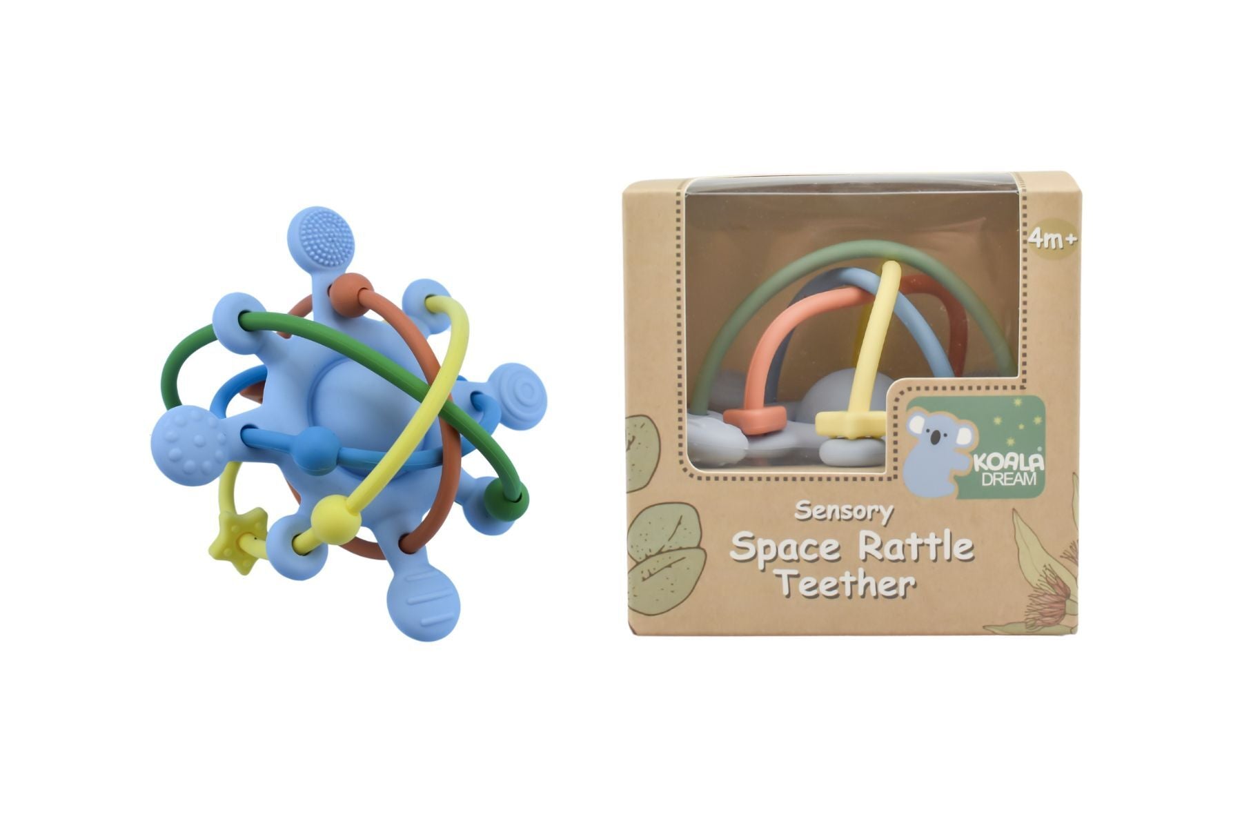 Silicone Sensory Space Rattle Teether Blue - Koala Dream