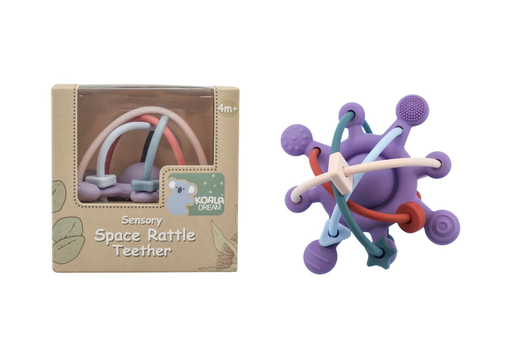 Silicone Sensory Space Rattle Teether Purple - Koala Dream