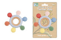 Silicone & Wood Teether Ring Blue - Koala dream