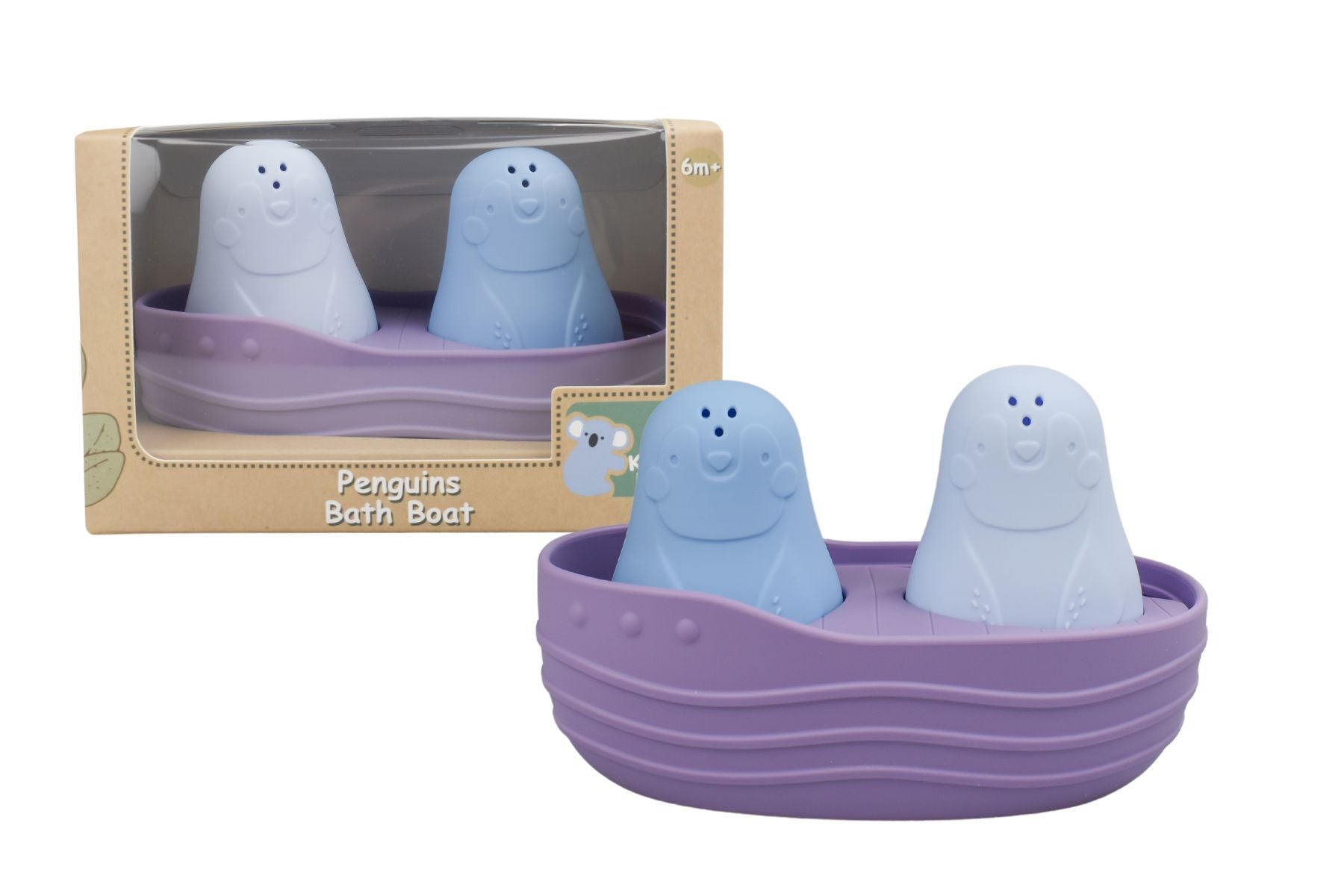 Silicone Bath Boat & Animal Squirter 2 Pack Blue & Purple Koala Dream - Eleganter
