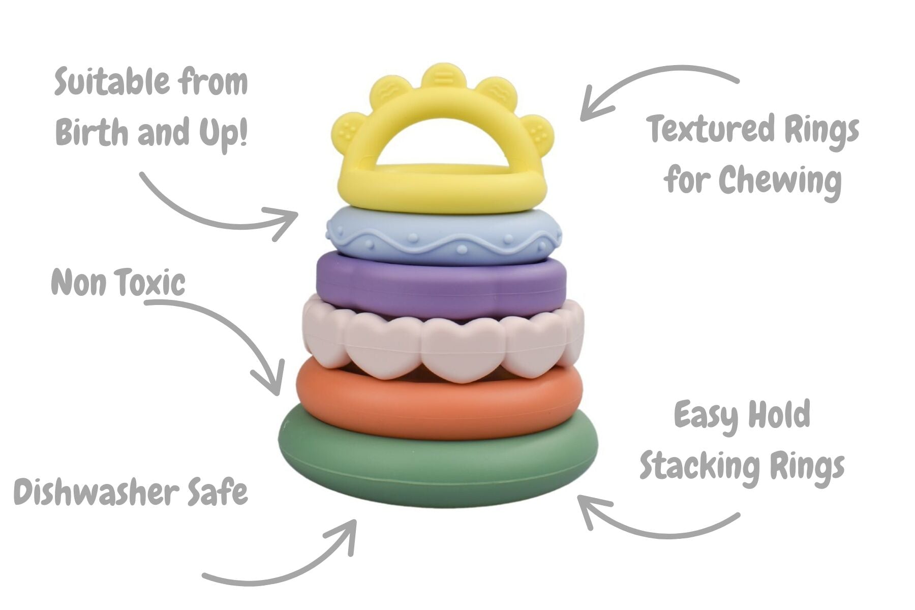 Silicone Rainbow Stacker 6pc Teether Set - Koala Dream
