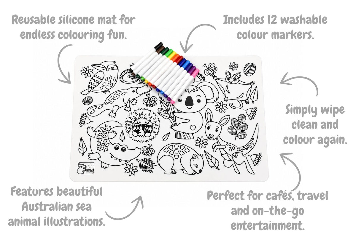 Reusable Silicone Drawing Mat Australian Animals - Eleganter