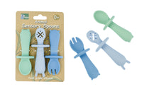 Silicon Animal Sensory Spoons - Blue/green - Koala Blue