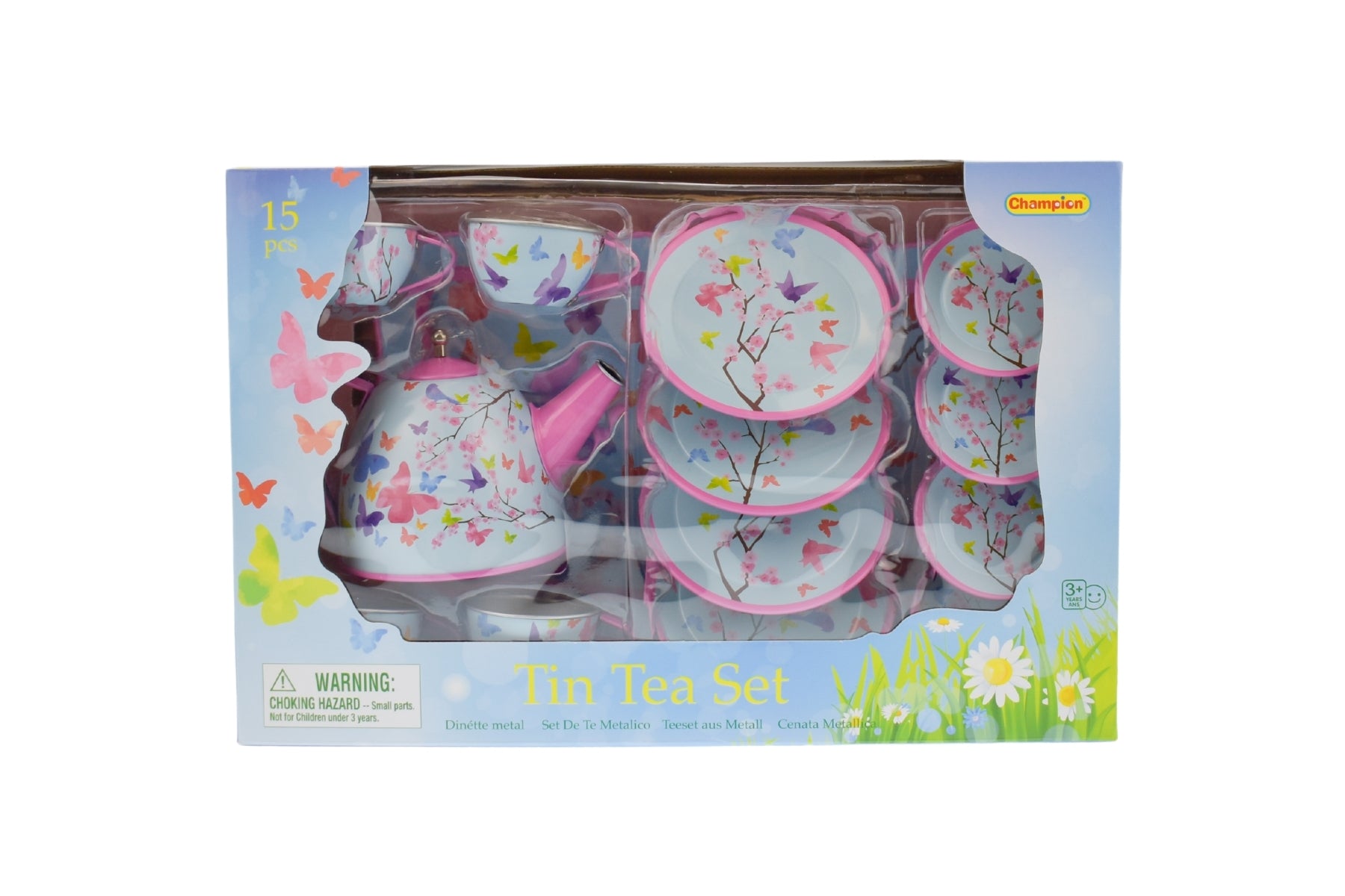 Tin Tea Set Pink Blossom Butterfly 15pcs - Kapper Kidz