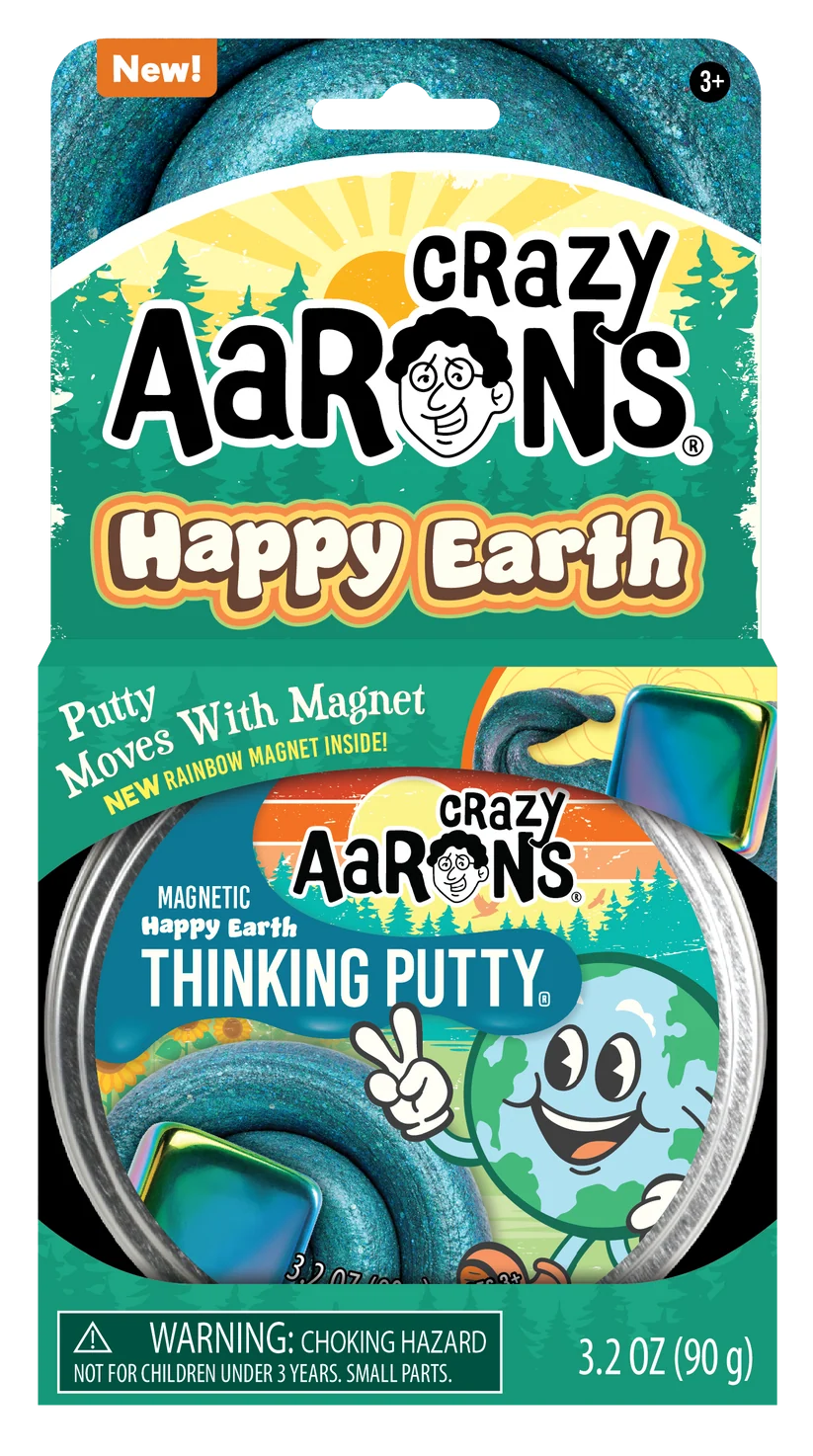 Crazy Aarons Thinking Putty 4 inch tin Happy Earth - Jazwares