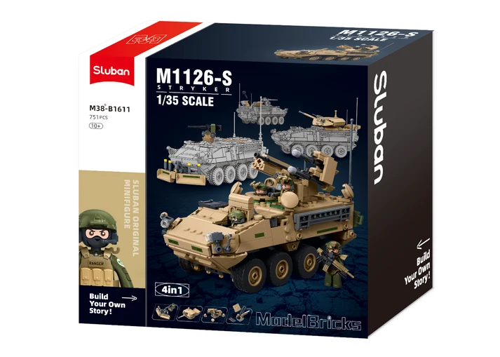 M112-S Stryker (1 Kit 3 Builds) Scale 1:35 751 Pcs Sluban - Belta Brands
