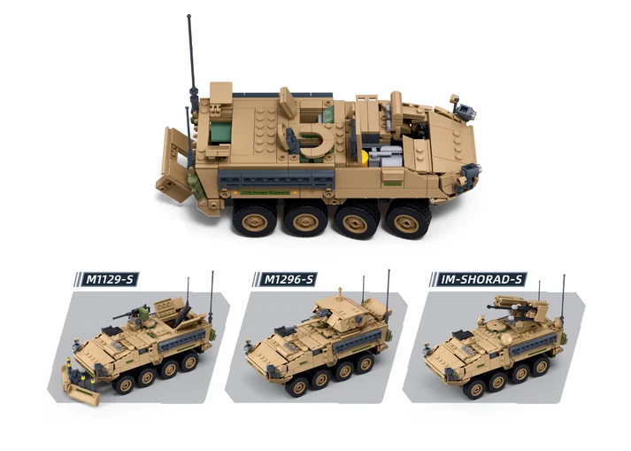 M112-S Stryker (1 Kit 3 Builds) Scale 1:35 751 Pcs Sluban - Belta Brands