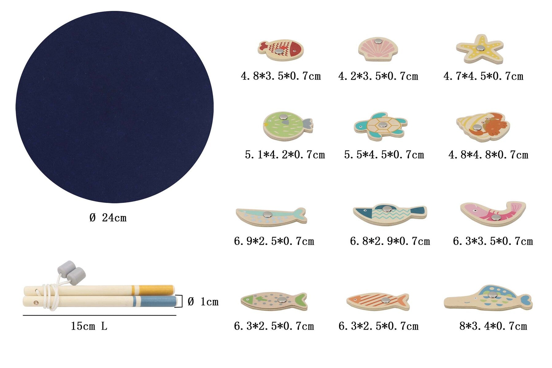 Wooden Fishing game w/ Magnetic Pole - Eleganter