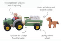 Wooden Tractor with Horse & Sheep - Kaper Kidz