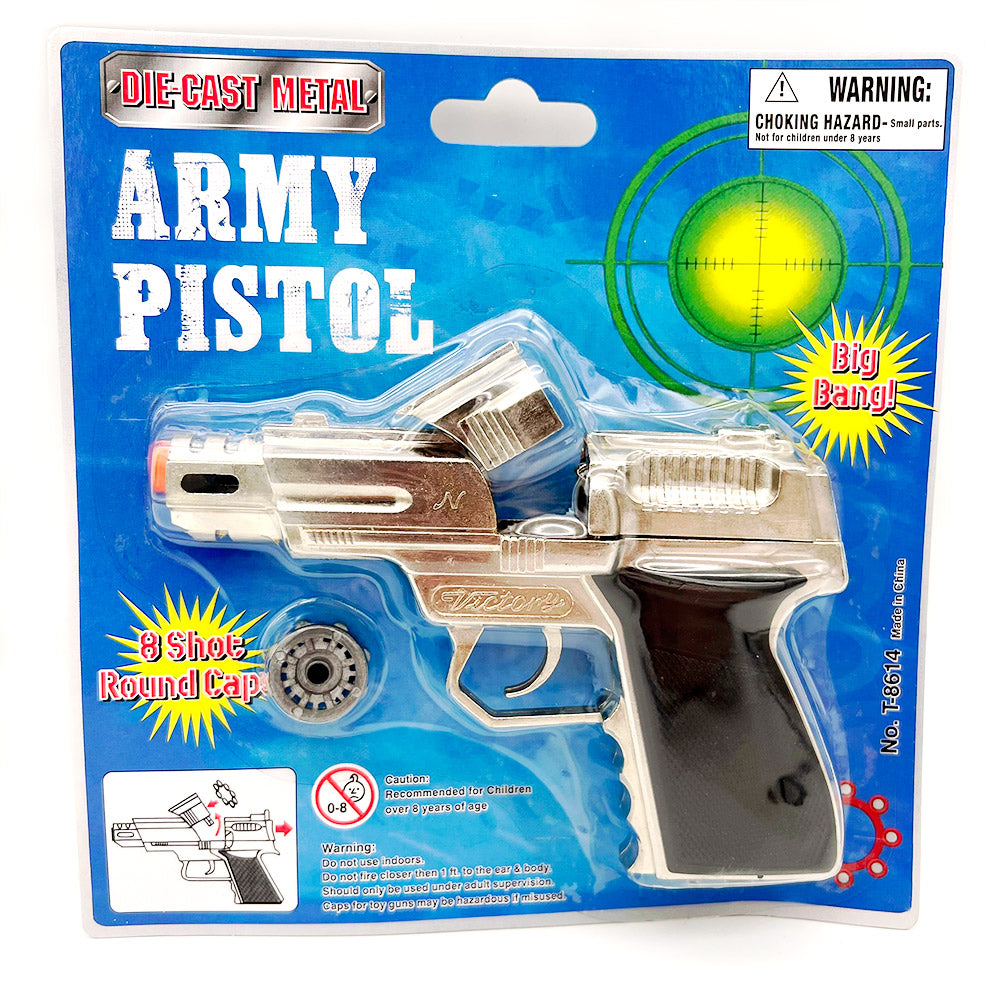 Die Cast Silver Army Cap Gun 14cm - Jack in the Box