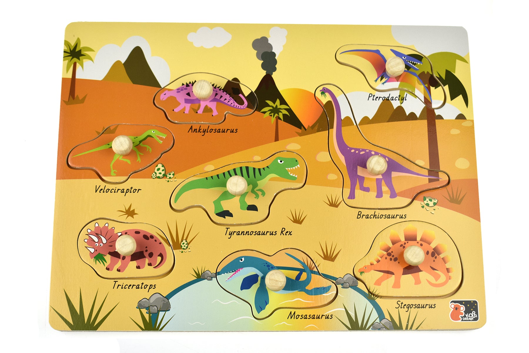2 in 1 Dinosaur Peg Puzzle Koala Dream - Eleganter