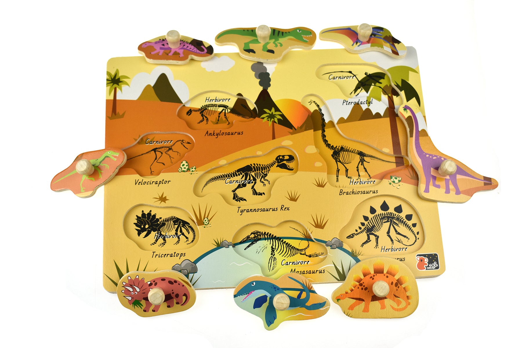 2 in 1 Dinosaur Peg Puzzle Koala Dream - Eleganter