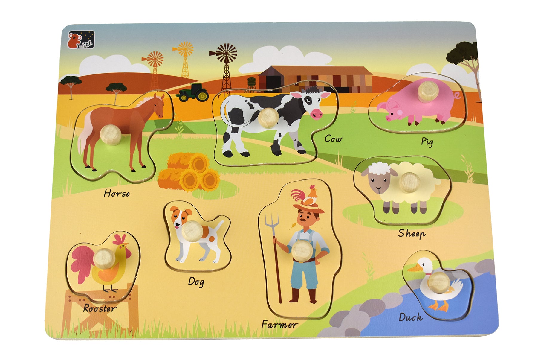 2 In 1 Aust Farm Animal Peg Puzzle
