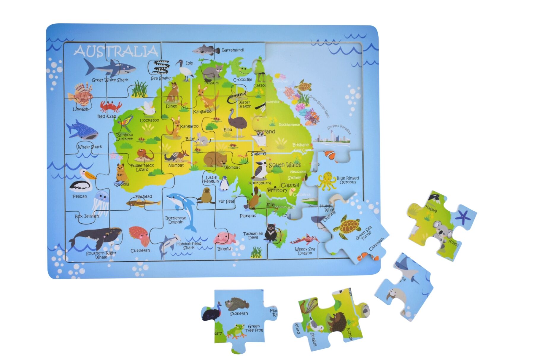 Australian Map Aussie Animals 24pc Puzzle - Koala Dream