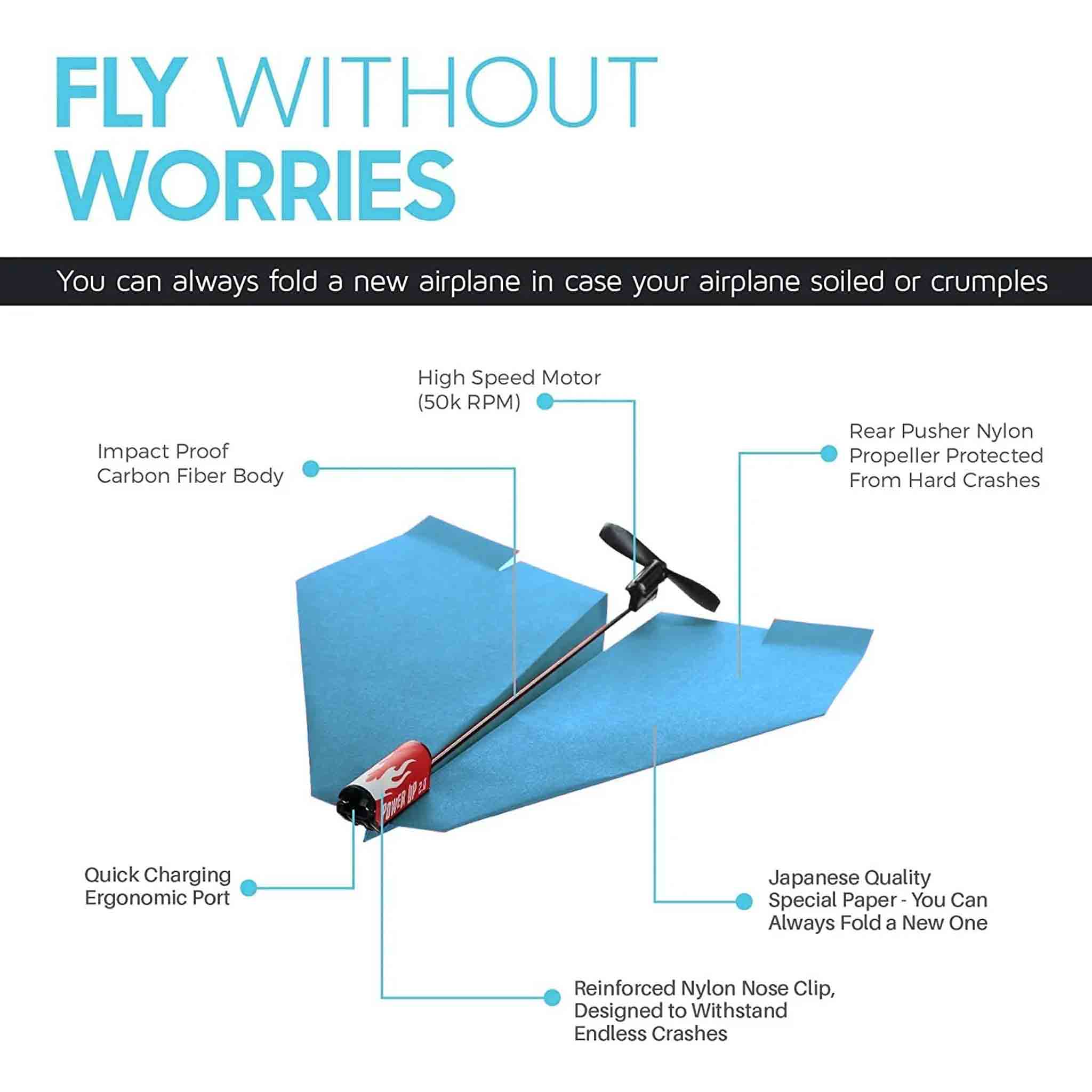 Power UP 2.0 Blue Paper Plane - Heebie Jeebies