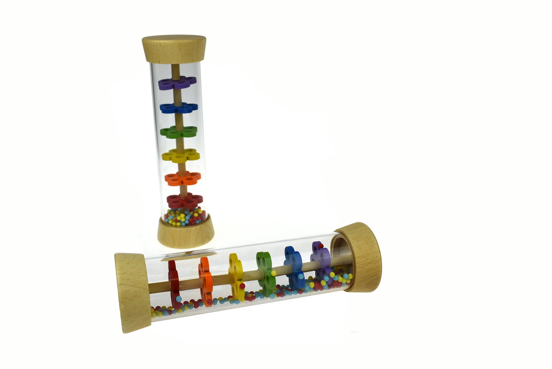 Wooden Rainmaker Rattle in Clear Tube - Eleganter