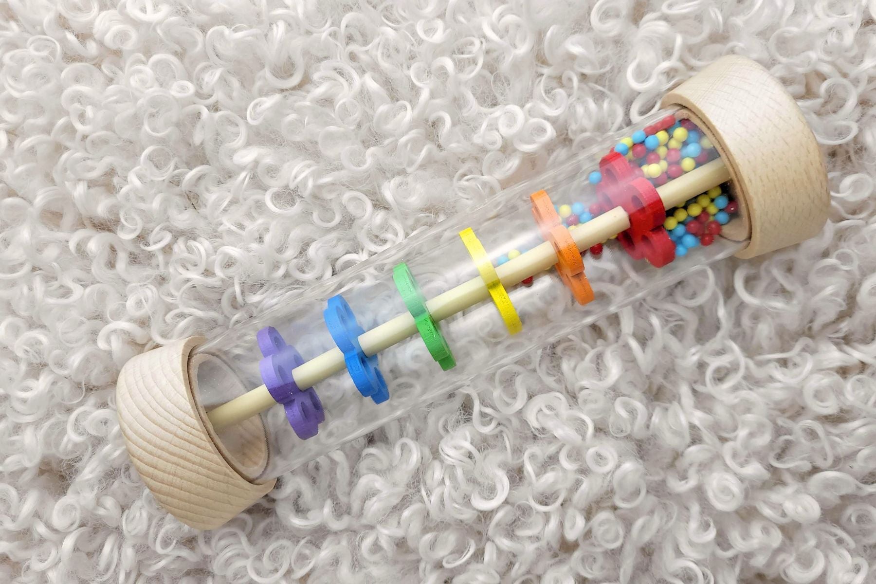 Wooden Rainmaker Rattle in Clear Tube - Eleganter
