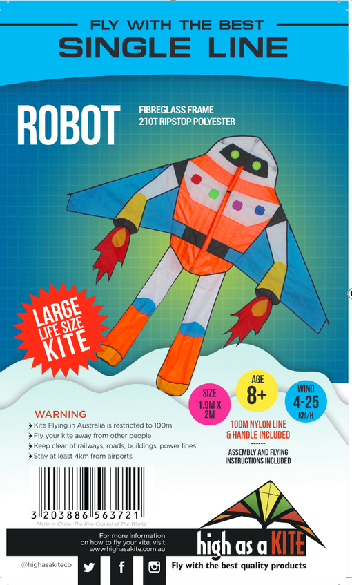 Single Line Robot Kite - High as a Kite