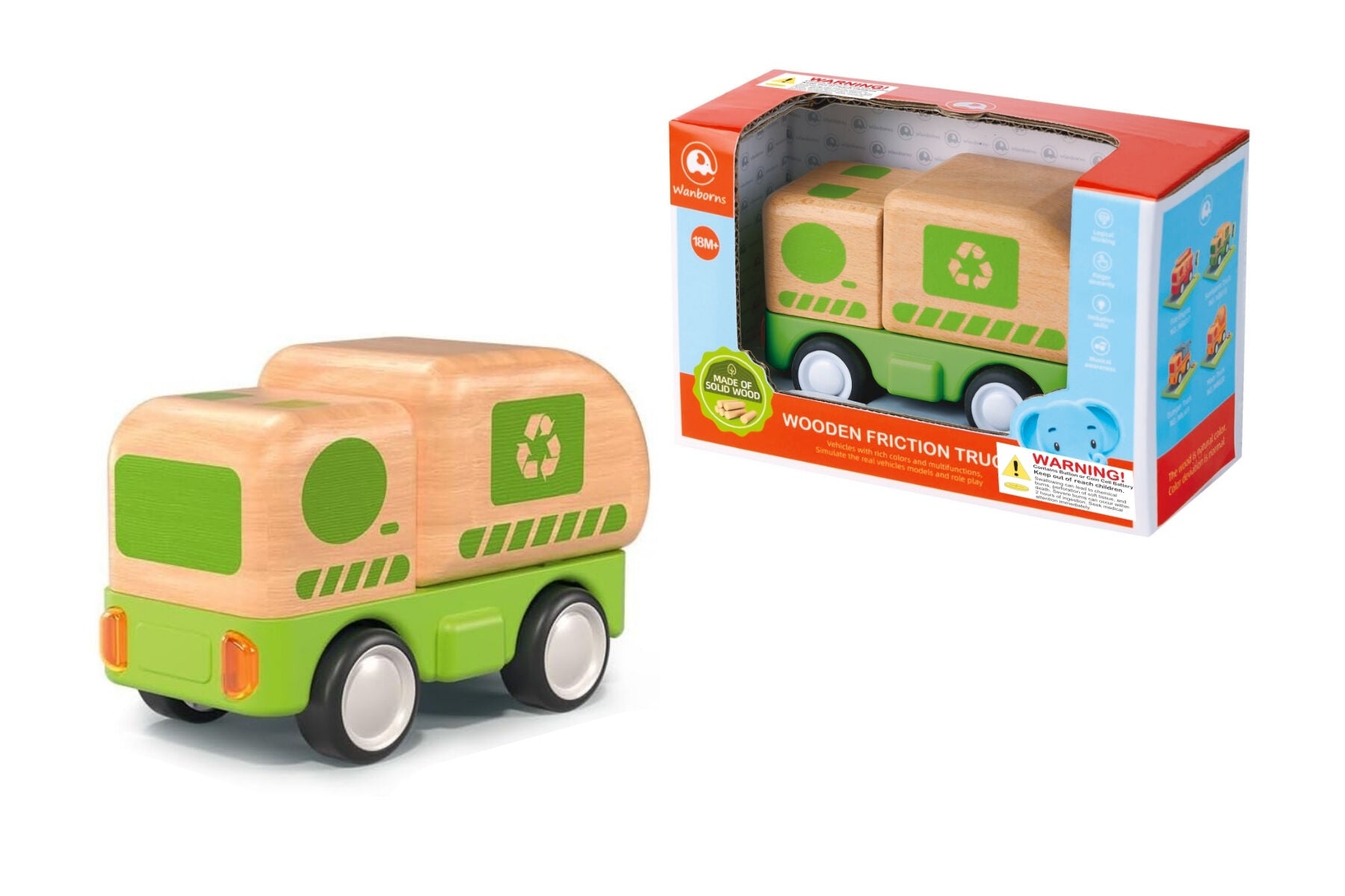 Wooden Friction Truck Recycling with Light & Sound