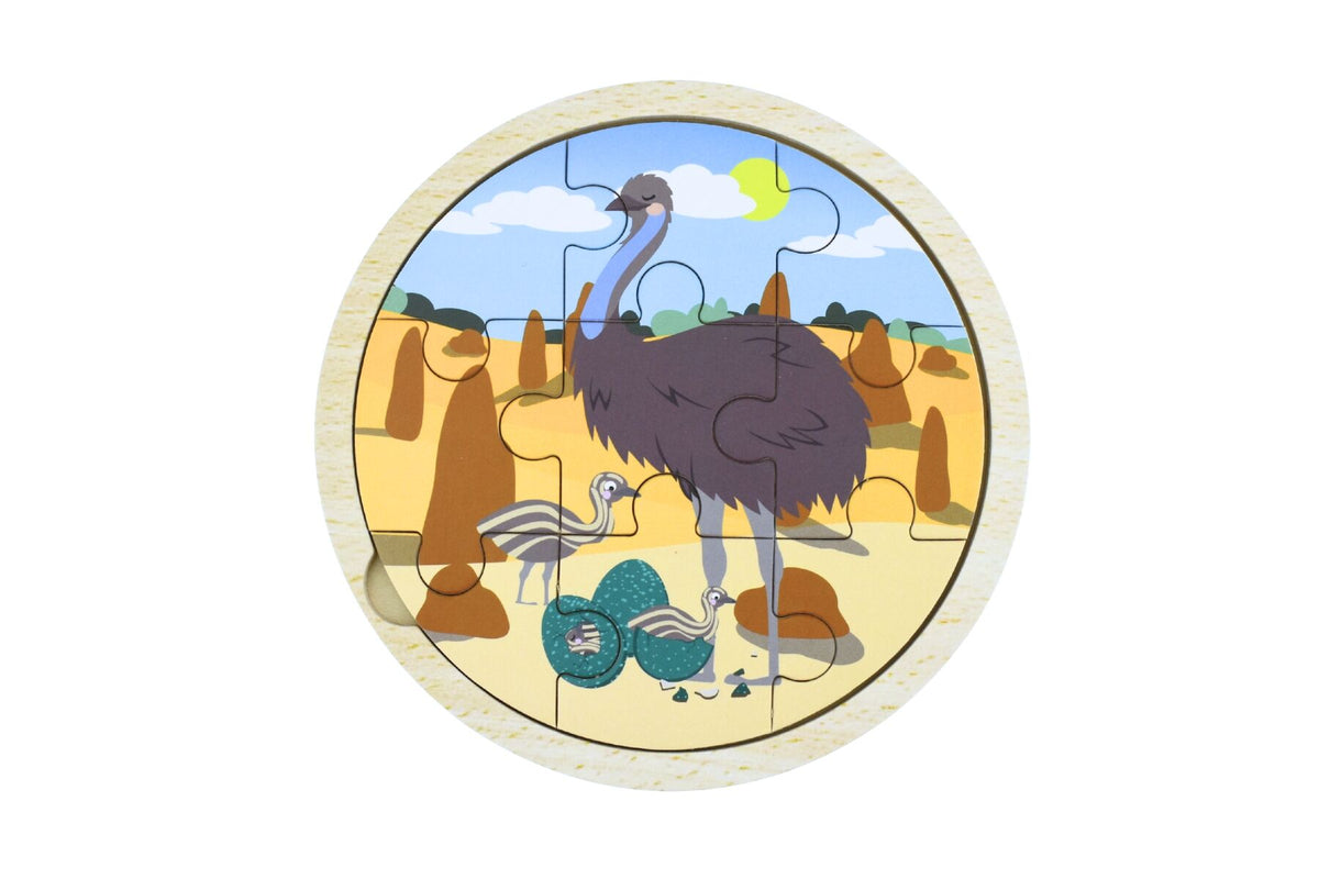 Wooden 9pc Puzzle Australian Animals Emu - Eleganter Aust.
