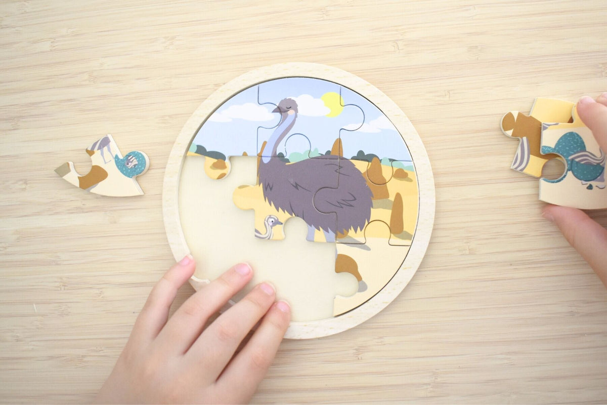Wooden 9pc Puzzle Australian Animals Emu - Eleganter Aust.