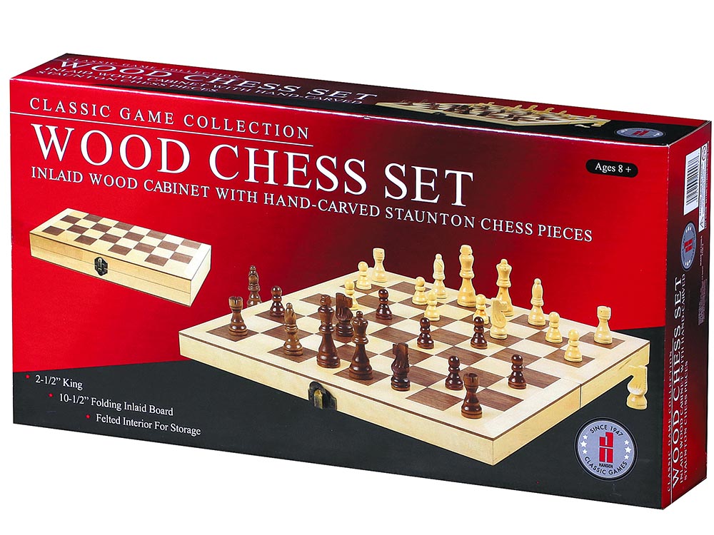 Wood Chess Set InLaid Board 15" - Classic Game Collection