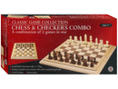 Wooden Chess & Checkers Combo 16" Bevel Edge Board - Classic Game Collection