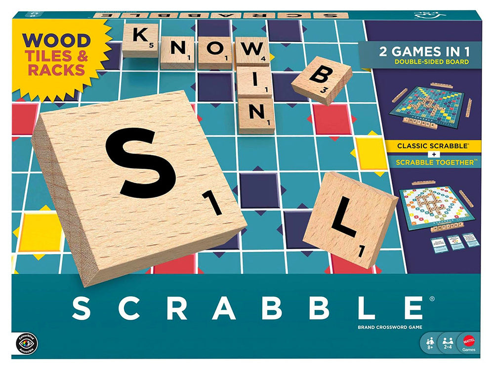 Classic Scrabble w/ Wooden Tiles Mattel Games - Lets Play Games