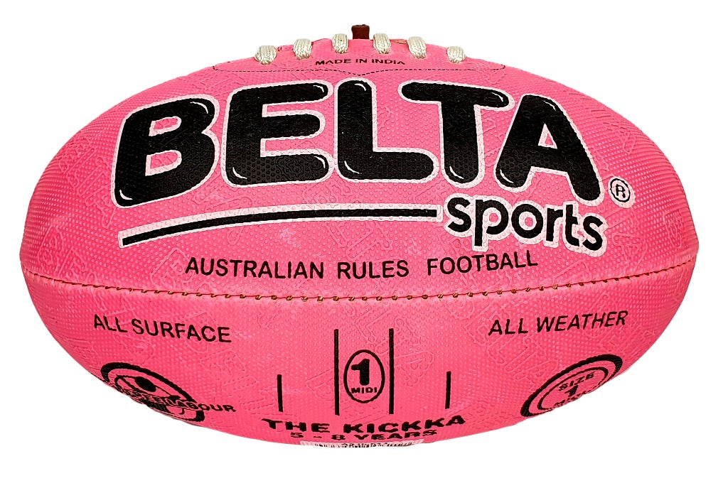Footy AFL Synthetic Textured Rubber Fluro Pink Size 1 - Belta Brands