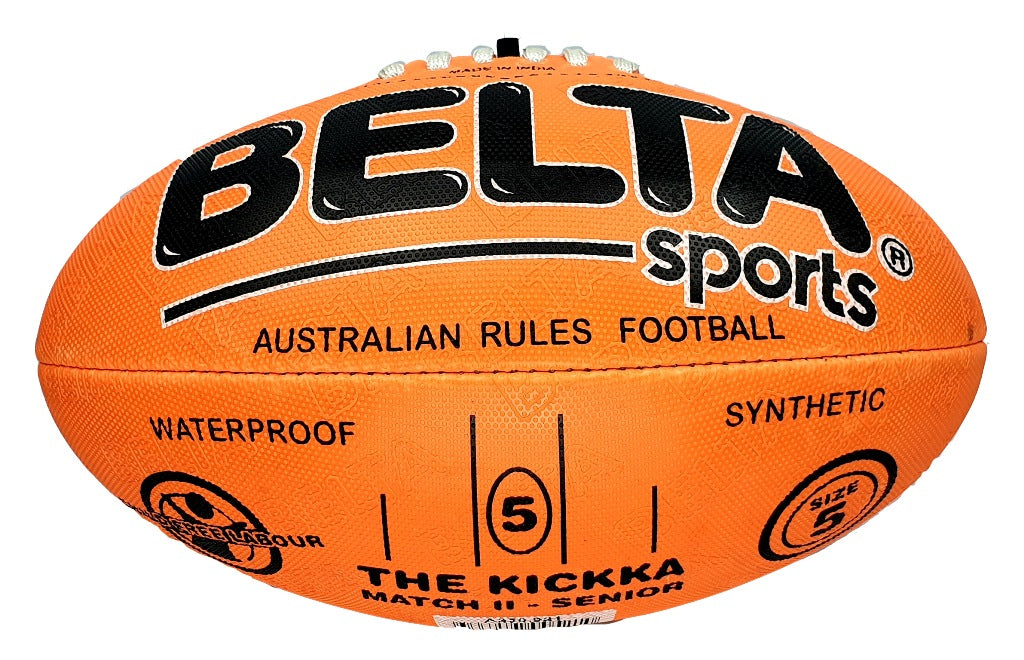 Footy AFL Size 5 Fluro Orange Synthetic Textured Rubber - Belta Brands