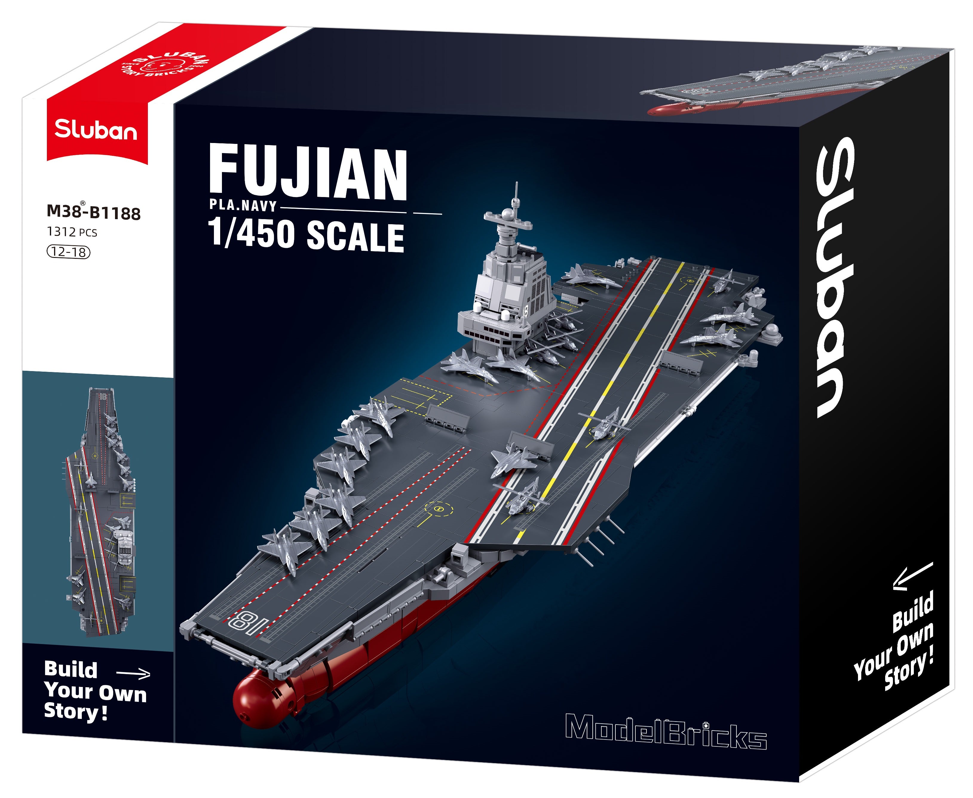 Model Bricks Aircraft Carrier Fujian 1/450 Scale 1312pcs - Sluban