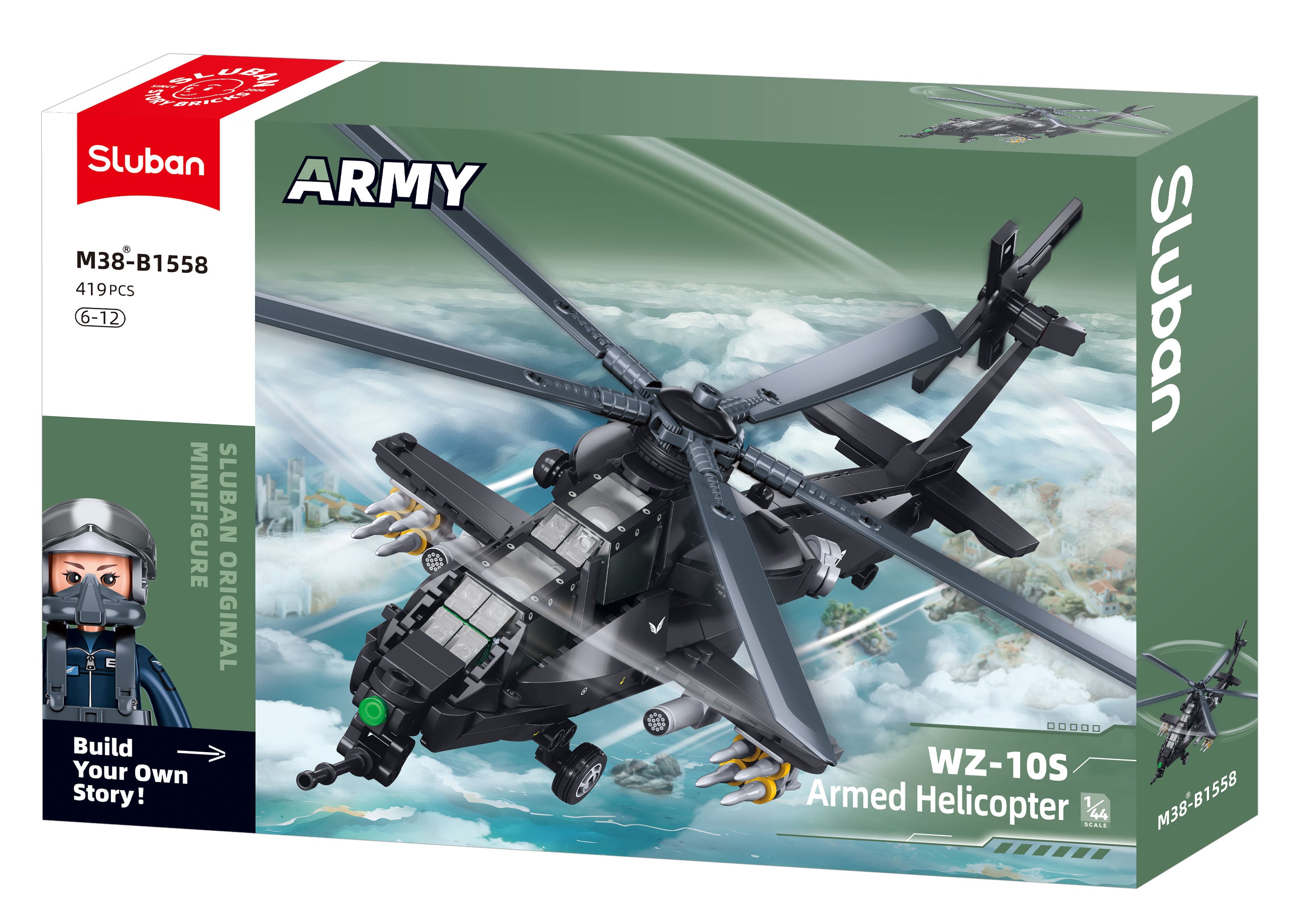 ARMY WZ-10S Attack Helicopter 419pcs - Sluban