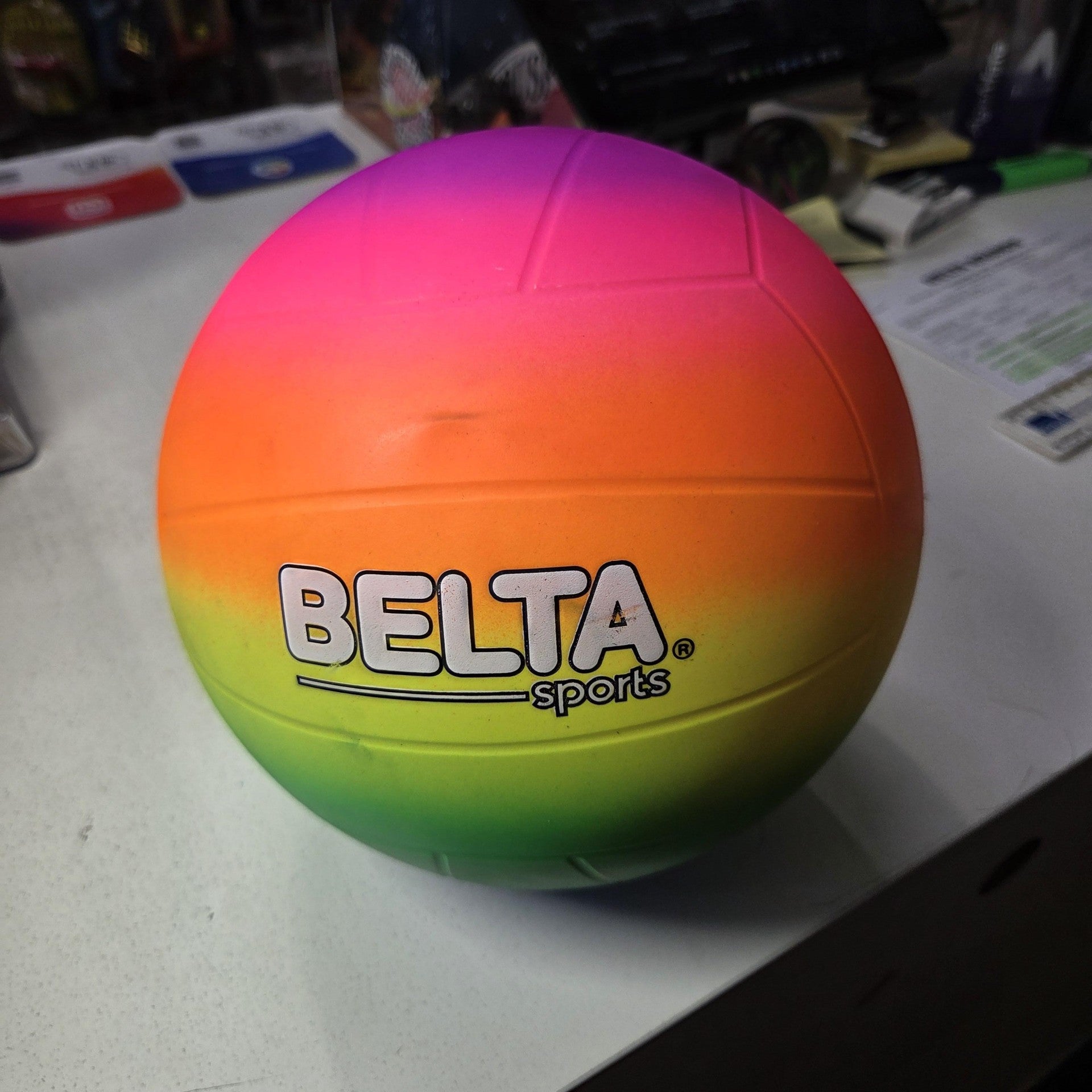 Volleyball Fluro Rainbow PVC High Grade 200gms 23cm Dia - Belta